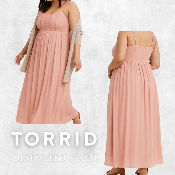 Torrid Blush Pink Maxi Dress – Size 0 – Boho Romantic Flow - Picture 1 of 7
